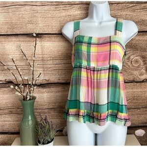 LOFT Petite Plaid Tie Back Peplum Cami Sz 00P NEW